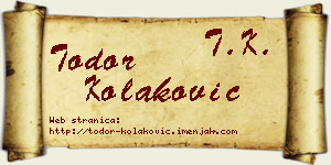 Todor Kolaković vizit kartica